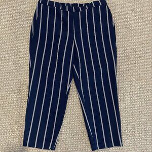 Old Navy Pants Womens 16 Plus Pull On Navy Blue White Stripes Stretch Mid Rise